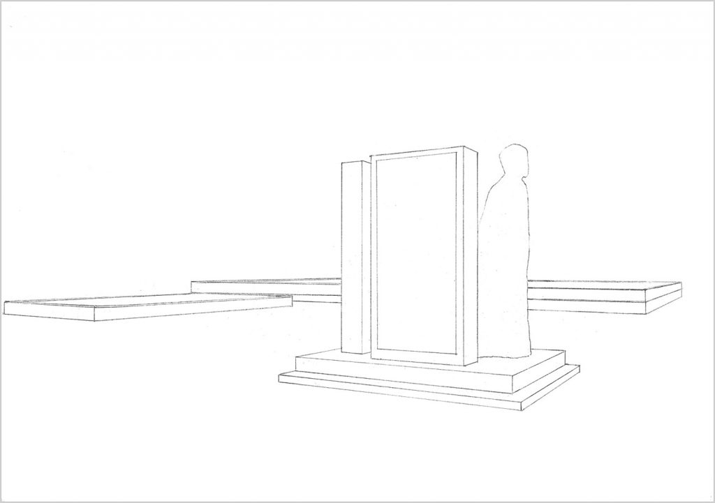 Petra Trenkel: Denkmal, 2004, Bleistift auf Papier, 21 × 29,7 cm