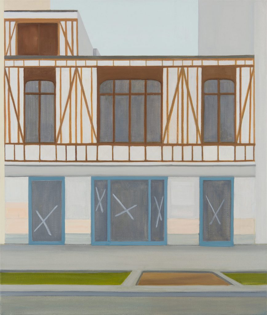Petra Trenkel: Fachwerk, 2011, Öl auf Nessel, 60 × 70 cm