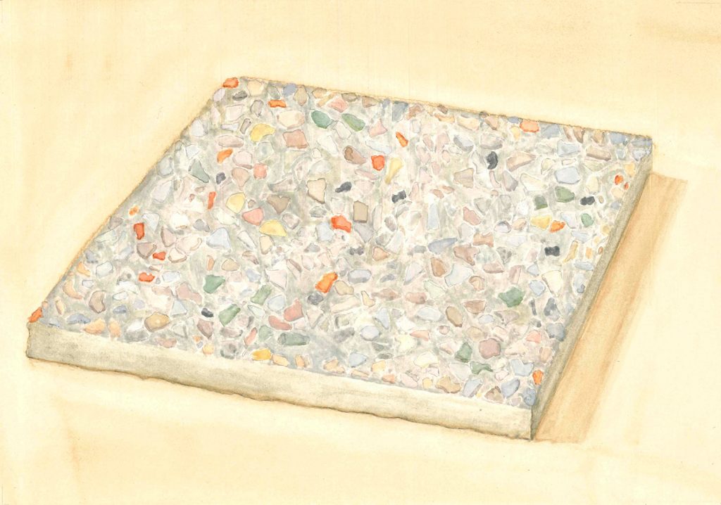 Petra Trenkel: Waschbeton VI, 2014, Aquarell auf Papier, 20 × 28 cm