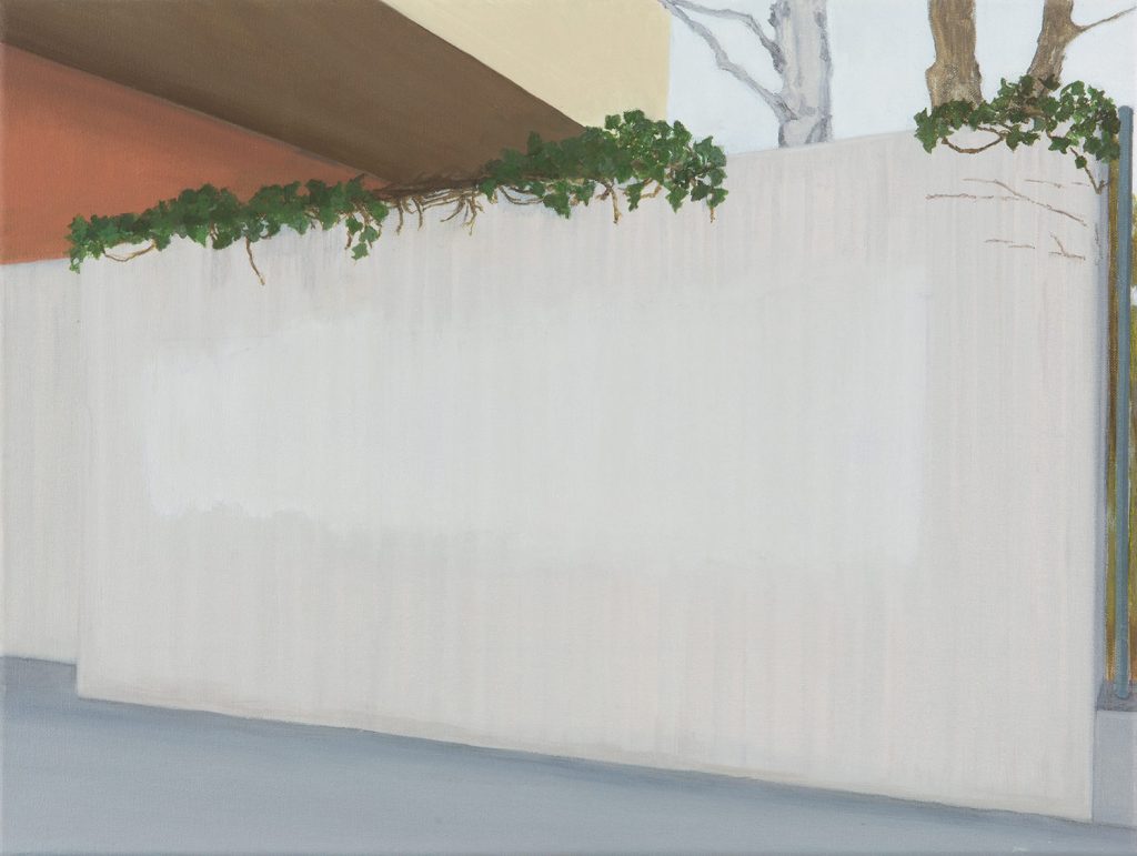 Petra Trenkel: Mauer, 2014, Öl auf Nessel, 45 × 60 cm
