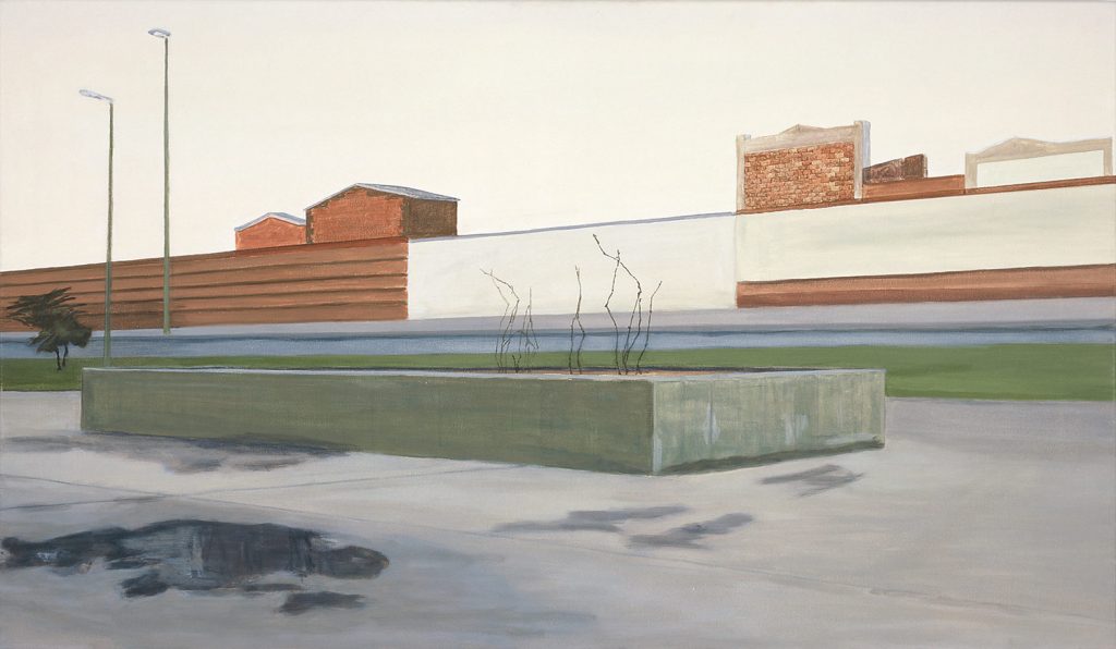 Petra Trenkel: Mauer I, 2004, Öl auf Nessel, 70 × 120 cm