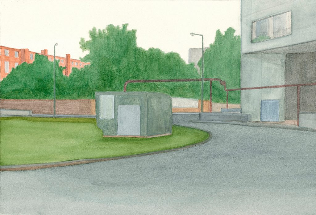 Petra Trenkel: Moritzplatz I, 2012, Aquarell auf Papier, 21 × 31 cm