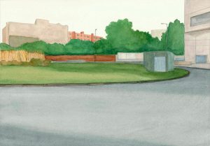 Petra Trenkel: Moritzplatz IV, 2012, Aquarell auf Papier, 27 × 38 cm