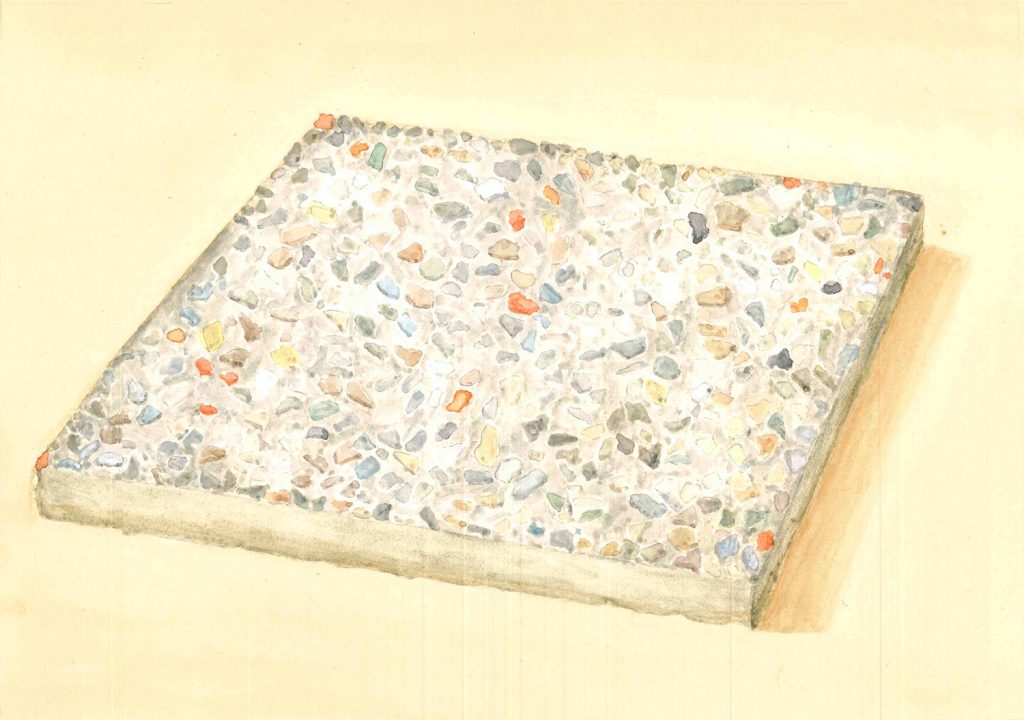 Petra Trenkel: Waschbeton V, 2015, Aquarell auf Papier, 20 × 28 cm