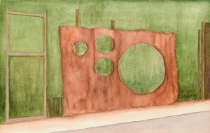 Petra Trenkel: Zaun, 2010, Aquarell auf Papier, 20 × 31 cm